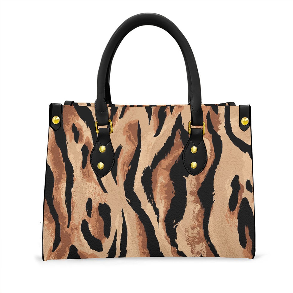 Thumbnail: Women's Hand Bag With Black Handle - Animal Design