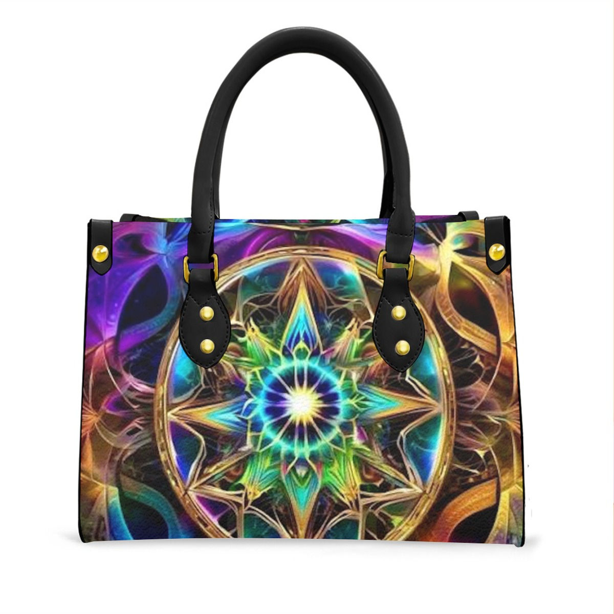 Women's Tote Bag With Black Handle - Genesis Quantum Healing Design