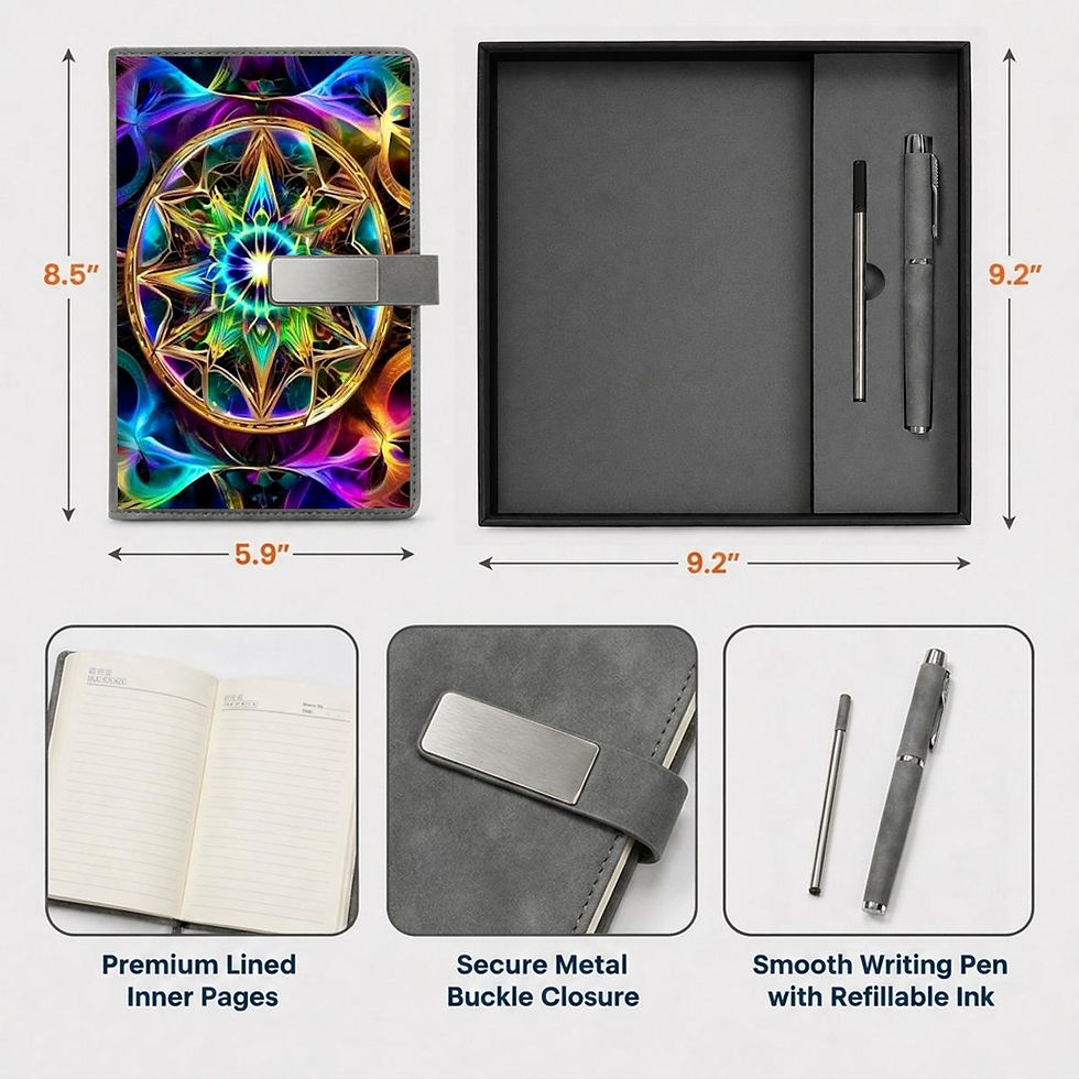 Thumbnail: Notebook Gift Set with Metal Pen - Genesis Quantum Healing Design