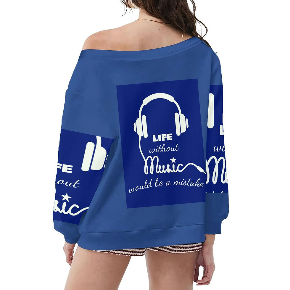 Thumbnail: Women's Off-Shoulder Sweatshirt Music Design