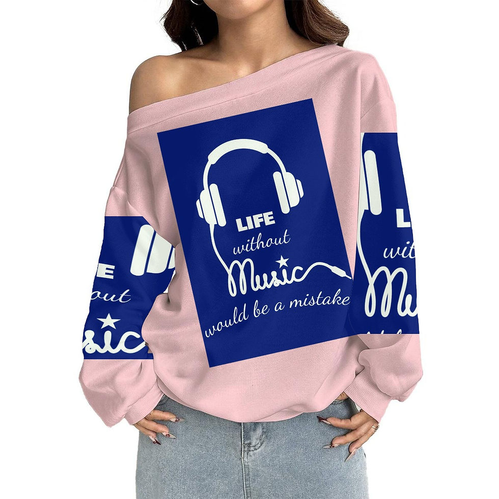 Thumbnail: Women's Off-Shoulder Sweatshirt Music Design