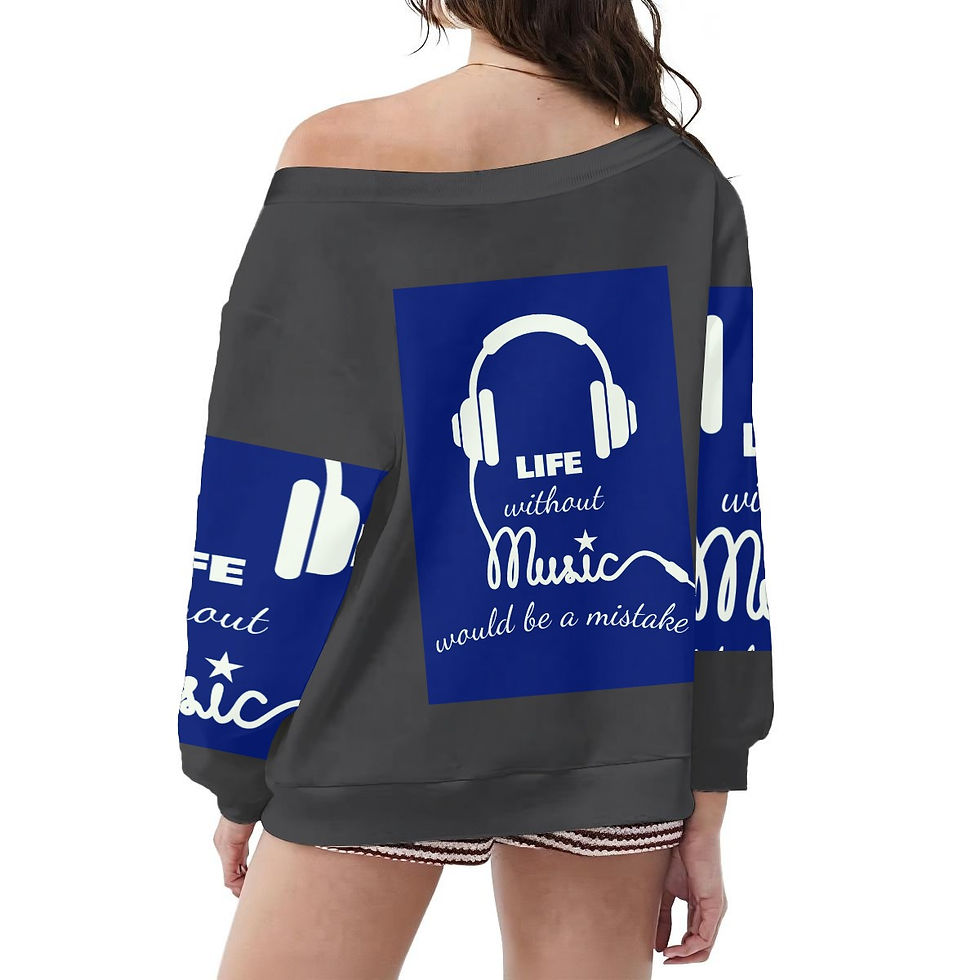 Thumbnail: Women's Off-Shoulder Sweatshirt Music Design