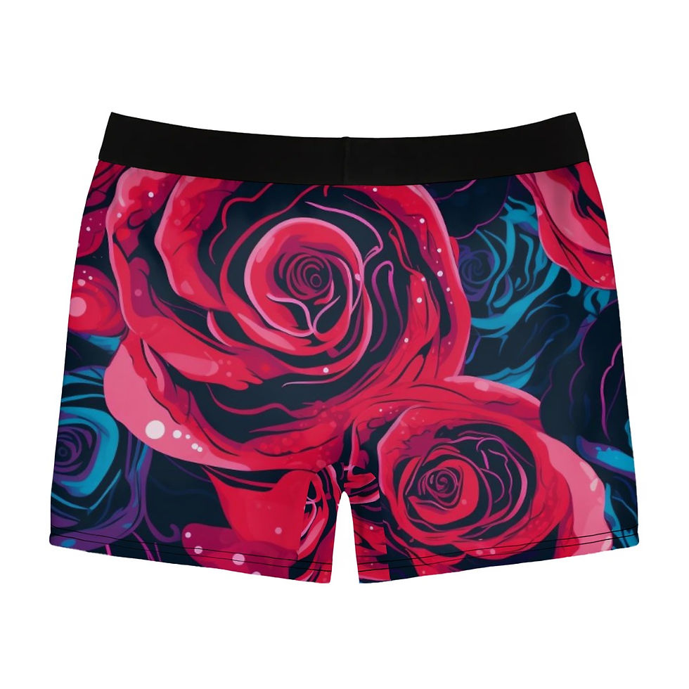 Thumbnail: Men's Stretch Boxer Briefs - Rose Design