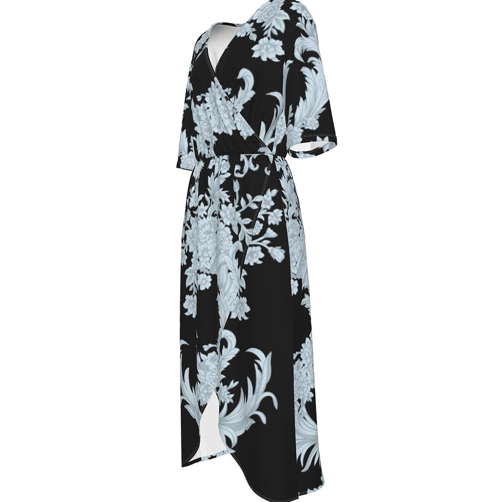 Thumbnail: Women's Short Sleeve V-neck Dress - Luxury Design