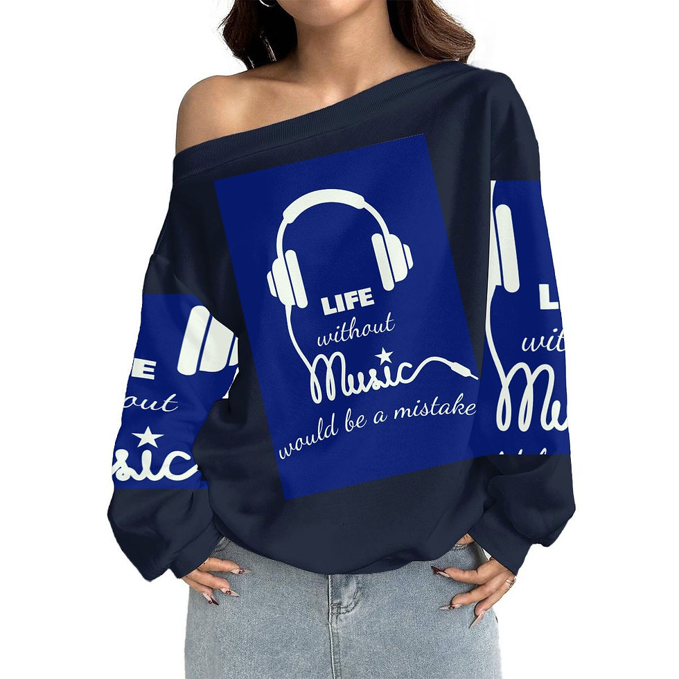 Thumbnail: Women's Off-Shoulder Sweatshirt Music Design