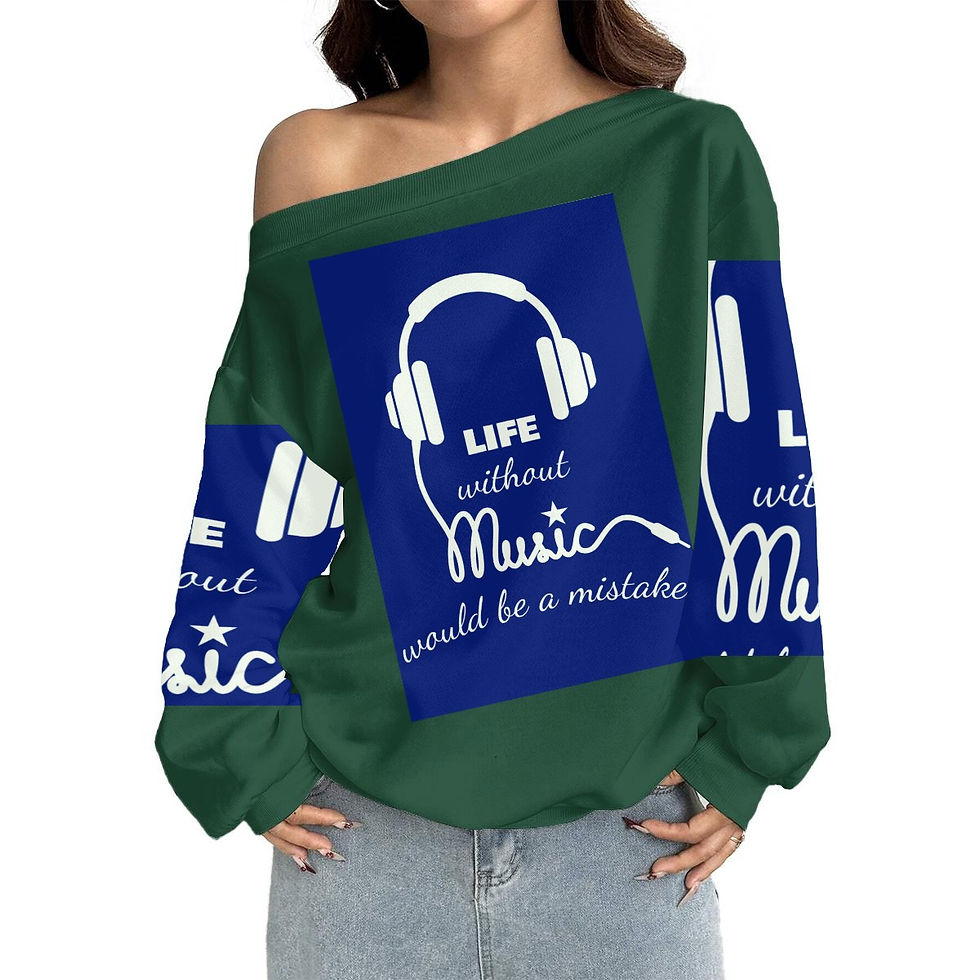 Thumbnail: Women's Off-Shoulder Sweatshirt Music Design