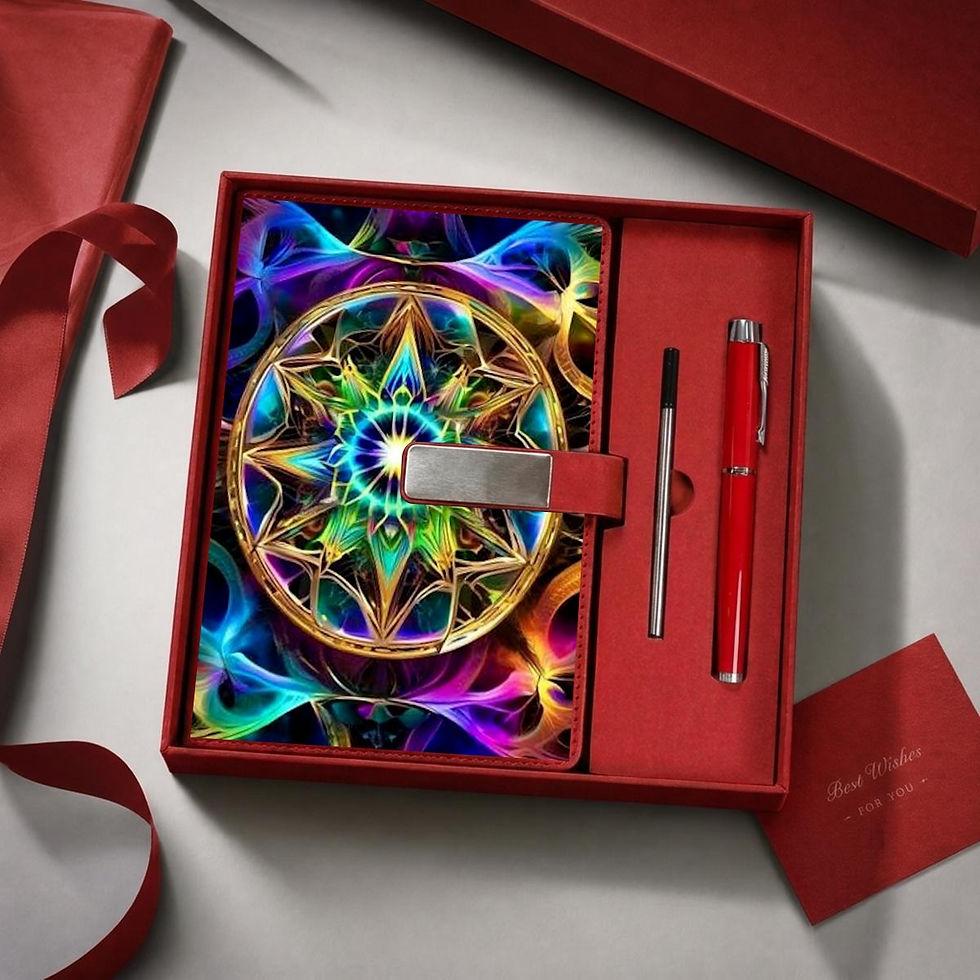 Thumbnail: Notebook Gift Set with Metal Pen - Genesis Quantum Healing Design