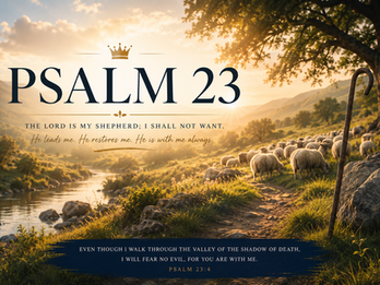 PSALM SCRIPTURE WITH SHEEP AND ROD