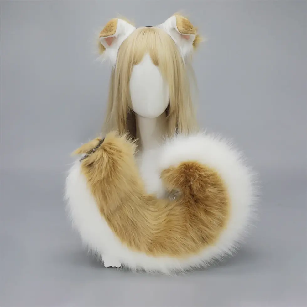 Thumbnail: Halloween Dog Ear Tail Set  Cosplay Accessories Costume Plush Realistic Animal