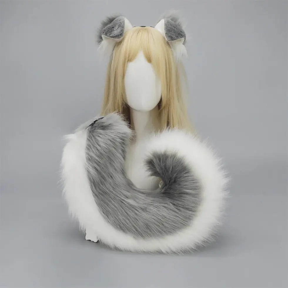 Thumbnail: Halloween Dog Ear Tail Set  Cosplay Accessories Costume Plush Realistic Animal