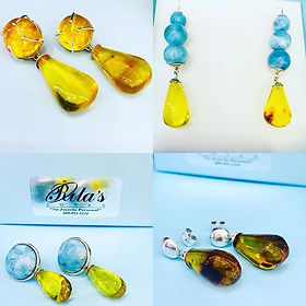Aretes de Ambar y Larimar.