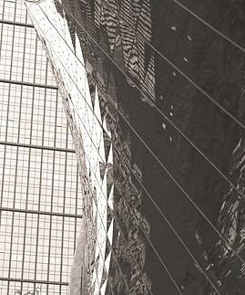 Black and white view of modern buildings