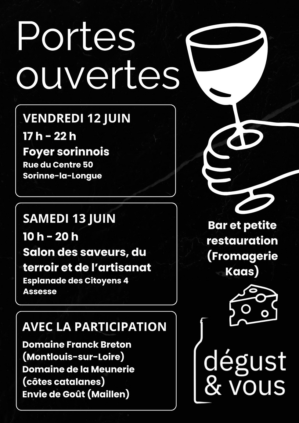 Portes ouvertes - 12 juin (17 h - 22 h) - Sorinne-la-Longue