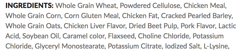 Science Diet W/D ingredients