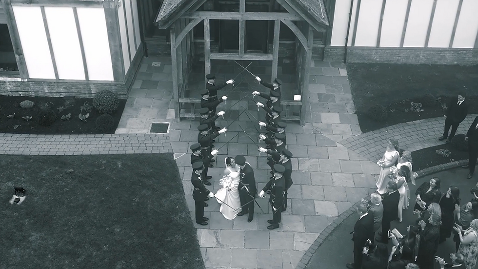 RAF sword arch wedding exit Sandburn Hall York