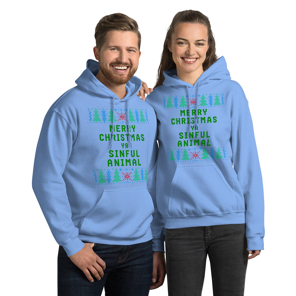 Thumbnail: Merry Christmas Ya Sinful Animal Hoodie | Funny Ugly Sweater Sweatshirt