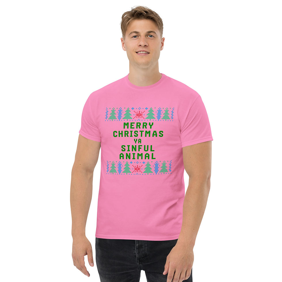 Thumbnail: Merry Christmas Ya Sinful Animal | Funny Christian Ugly Sweater Tee | Humor