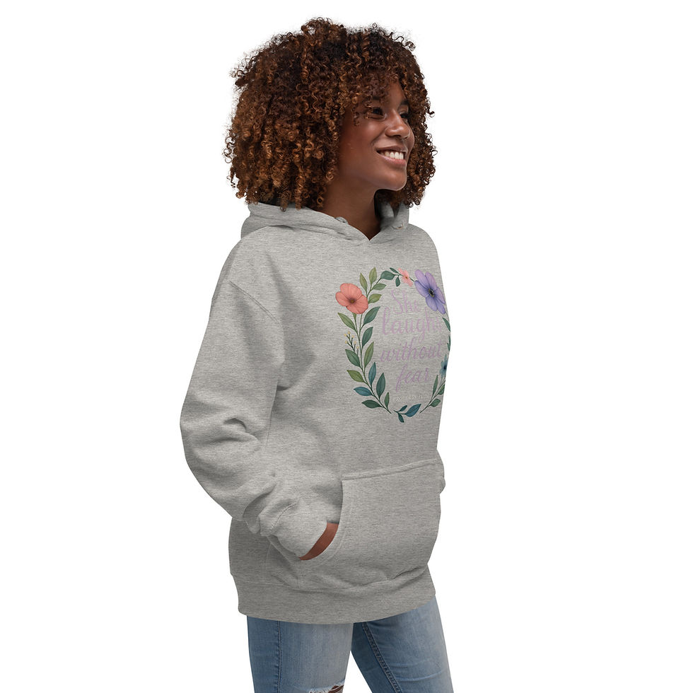 Thumbnail: “She Laughs Without Fear” Proverbs 31:25 Christian Unisex Hoodie