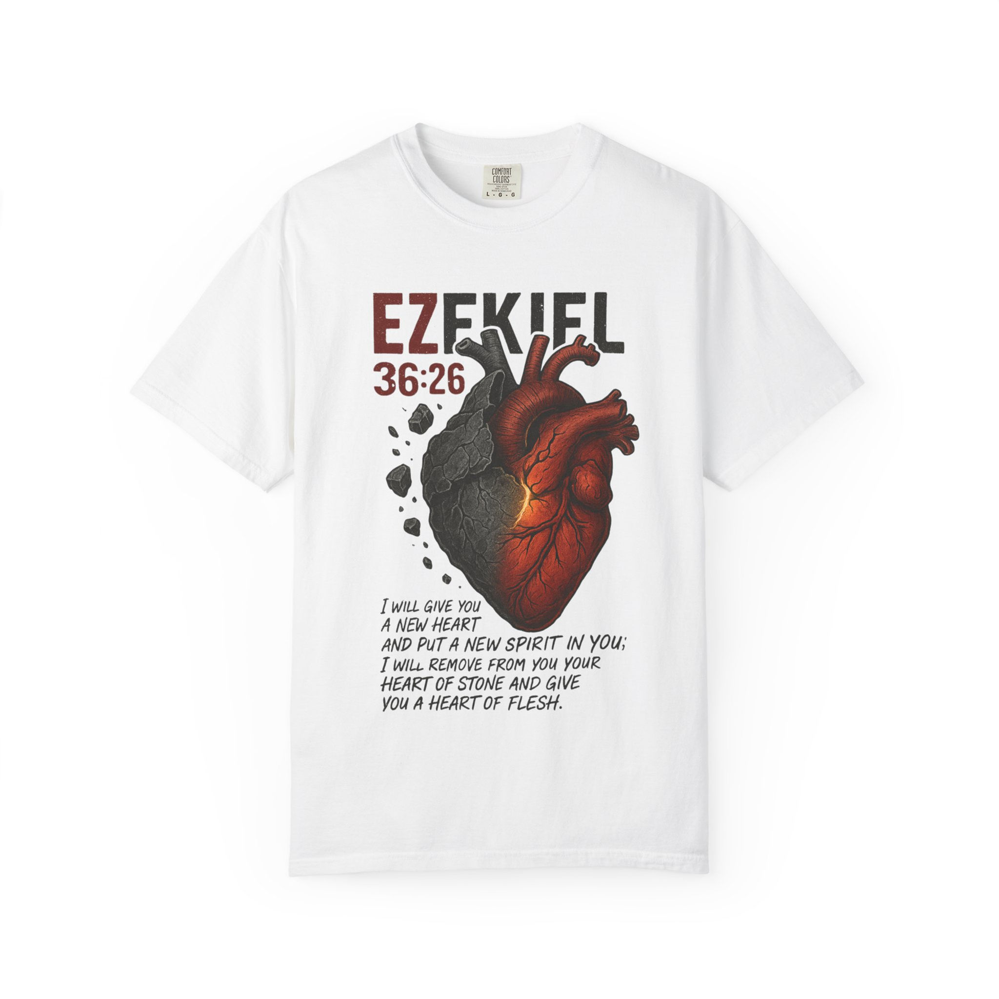 Ezekiel 36:26 Heart Graphic T-Shirt — Christian Scripture Faith Tee