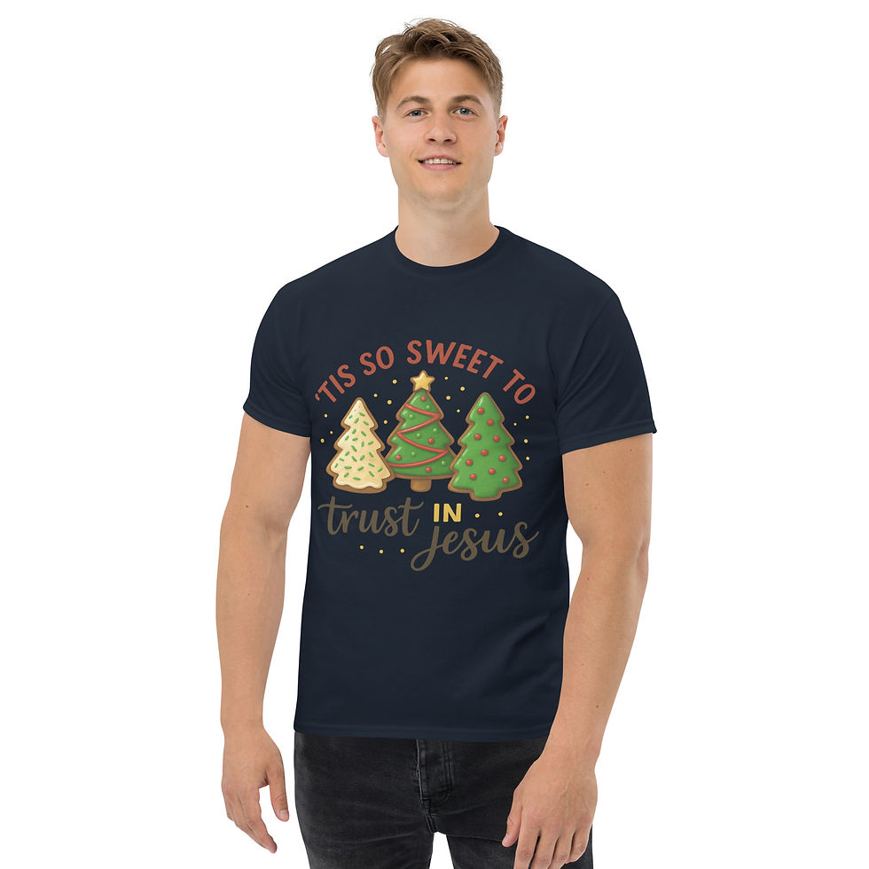 Thumbnail: ’Tis So Sweet to Trust in Jesus Christmas Cookie Tree Shirt 