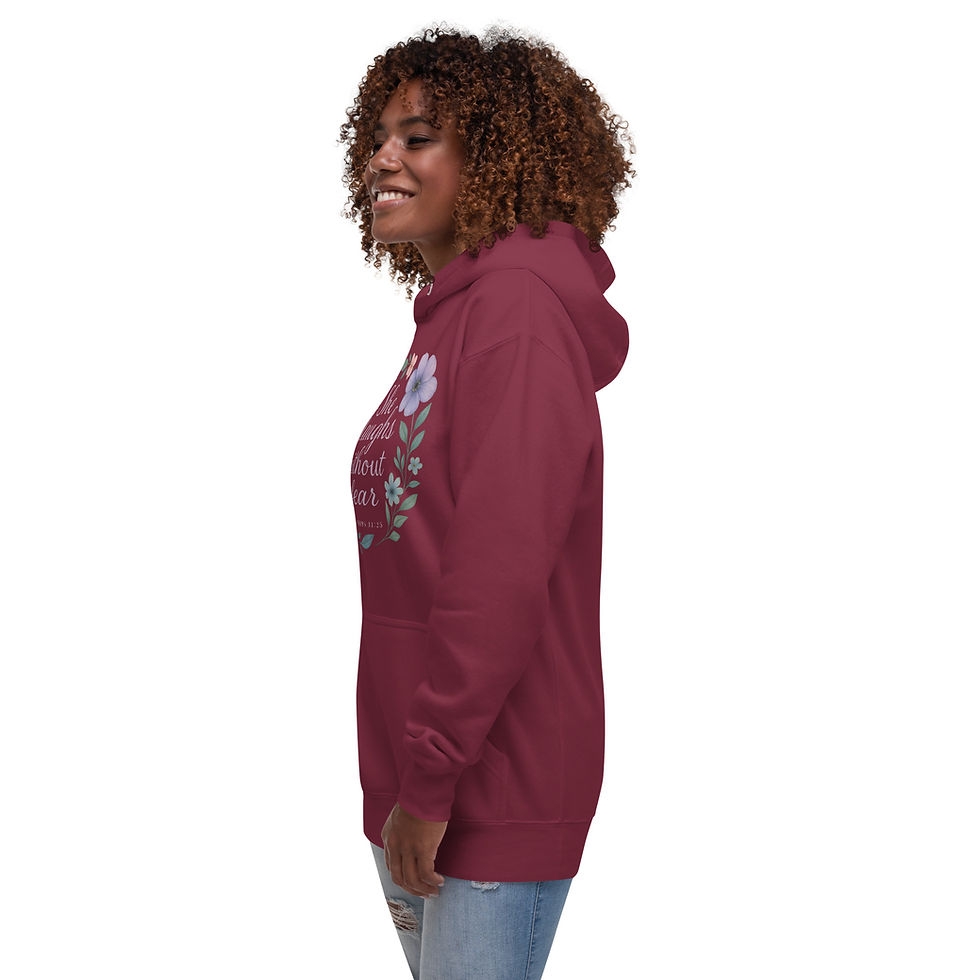 Thumbnail: “She Laughs Without Fear” Proverbs 31:25 Christian Unisex Hoodie
