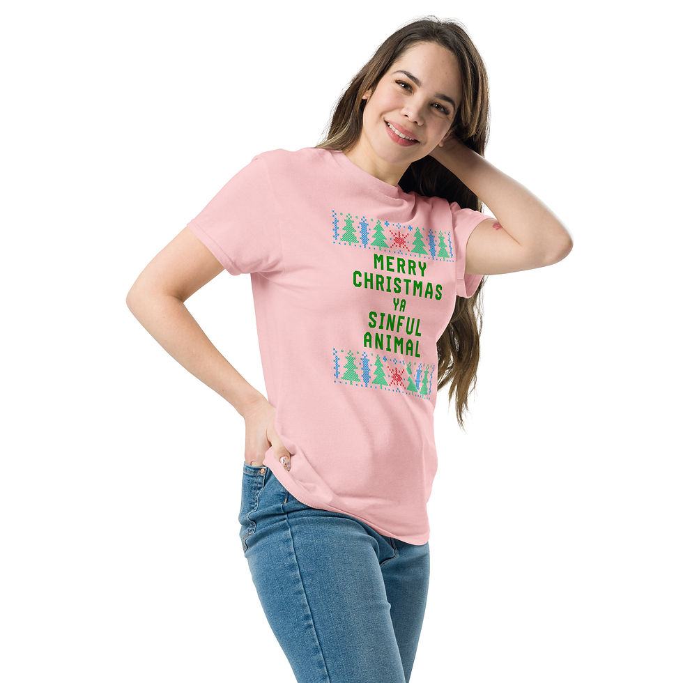 Thumbnail: Merry Christmas Ya Sinful Animal | Funny Christian Ugly Sweater Tee