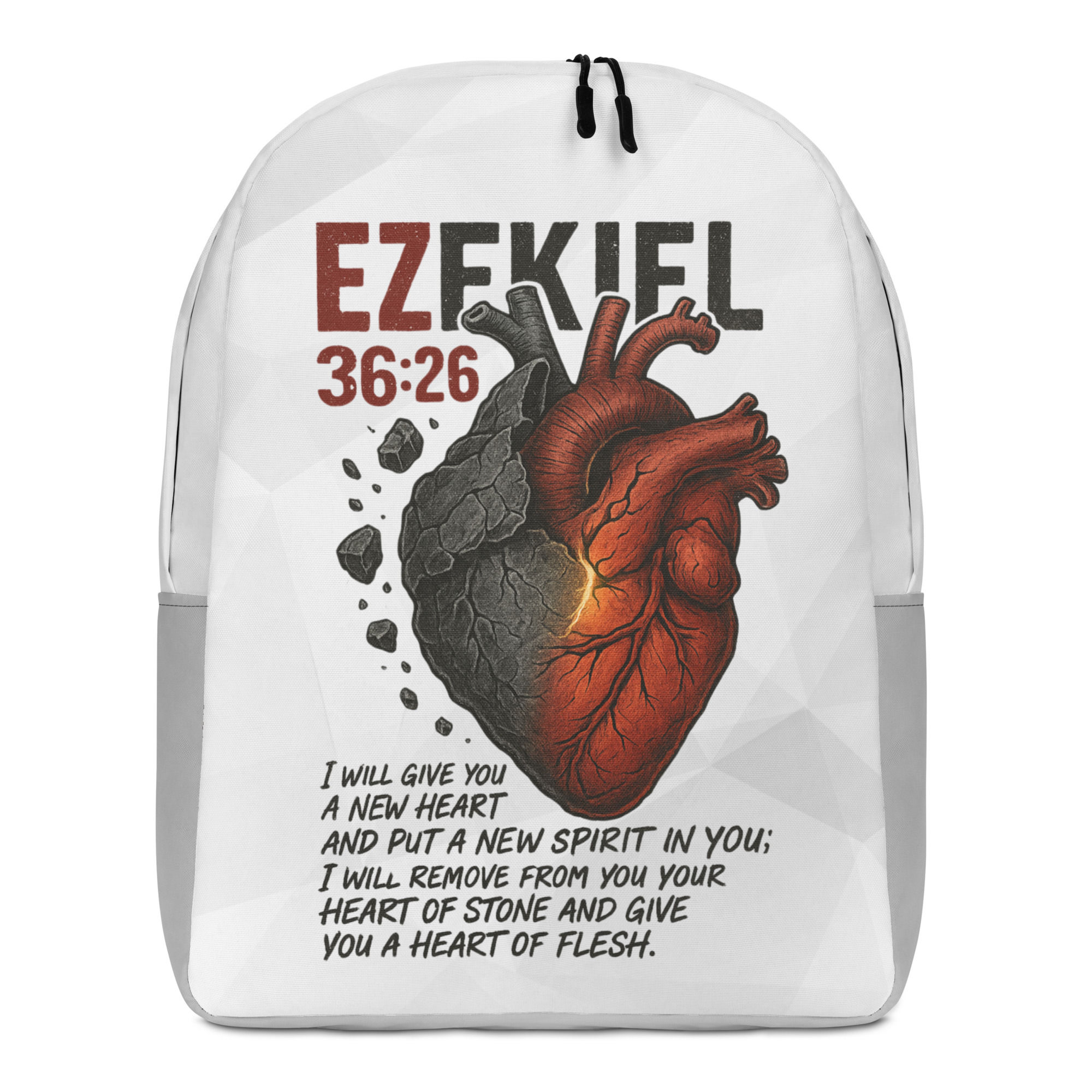 Ezekiel 36:26 Heart Design Backpack, Water Resistant Bag with Laptop Pocket