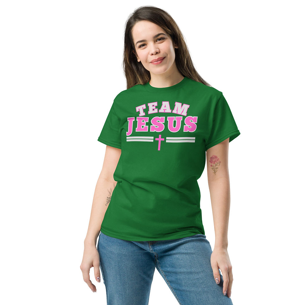 Thumbnail: Team Jesus – Bold Faith Spirit Wear Pink — Unisex Adult Classic Tee
