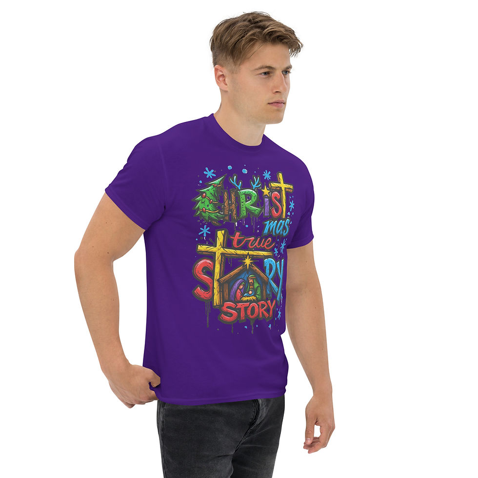 Thumbnail: Christmas True Story Nativity Shirt | Jesus Manger Graffiti Christmas Tee 