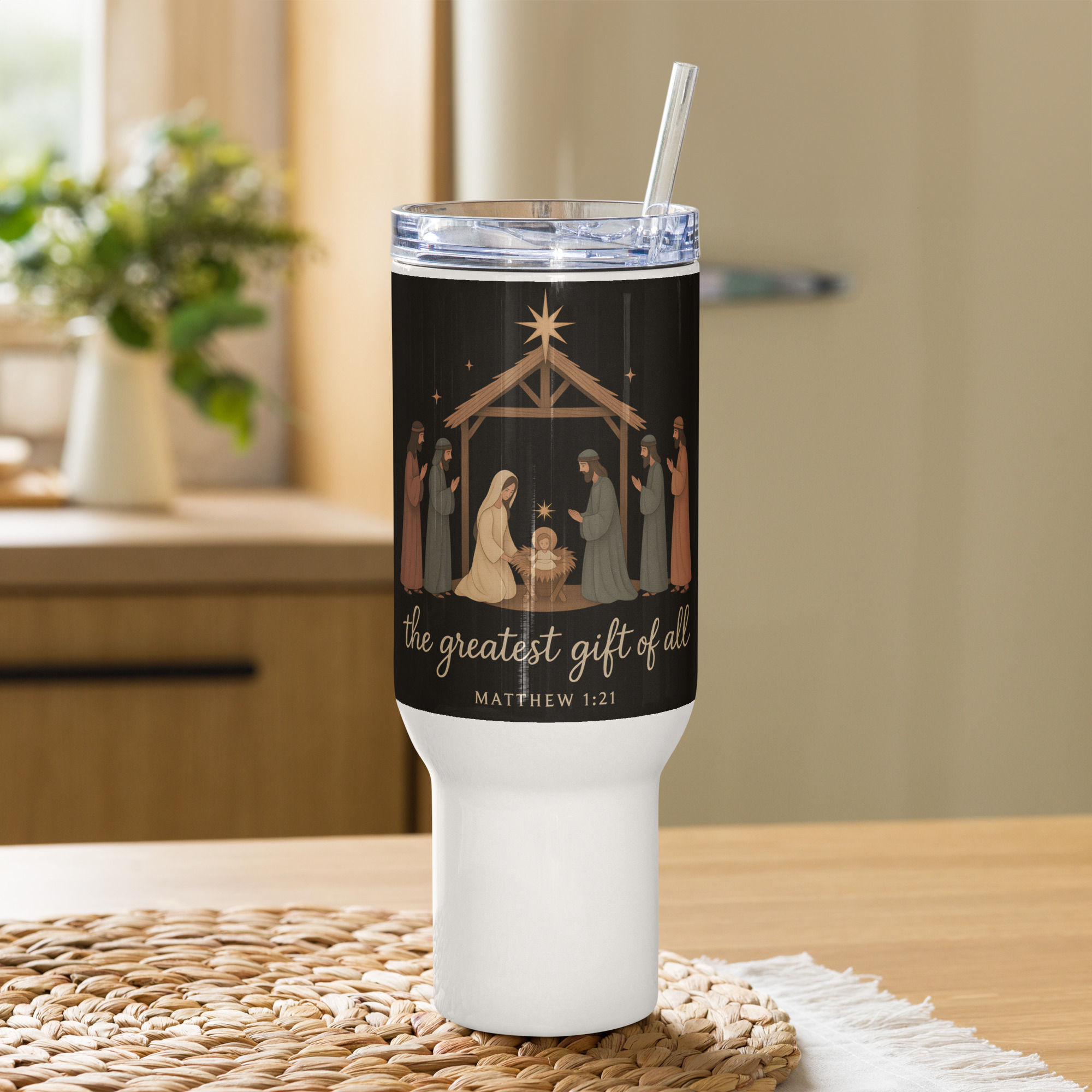 The Greatest Gift of All Nativity Tumbler | Matthew 1:21 Christmas Drinkware