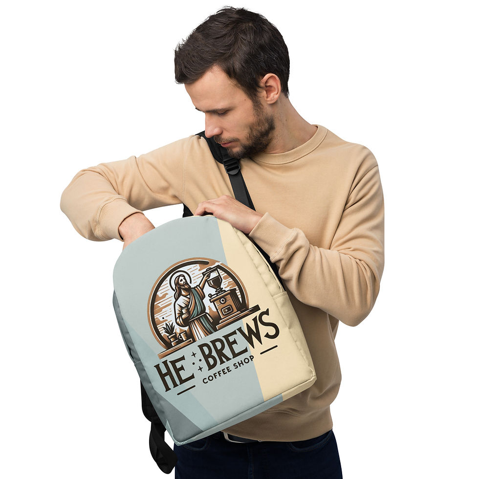 Thumbnail: He Brews Coffee Shop Premium Backpack | Faith Driven Coffee Lover’s