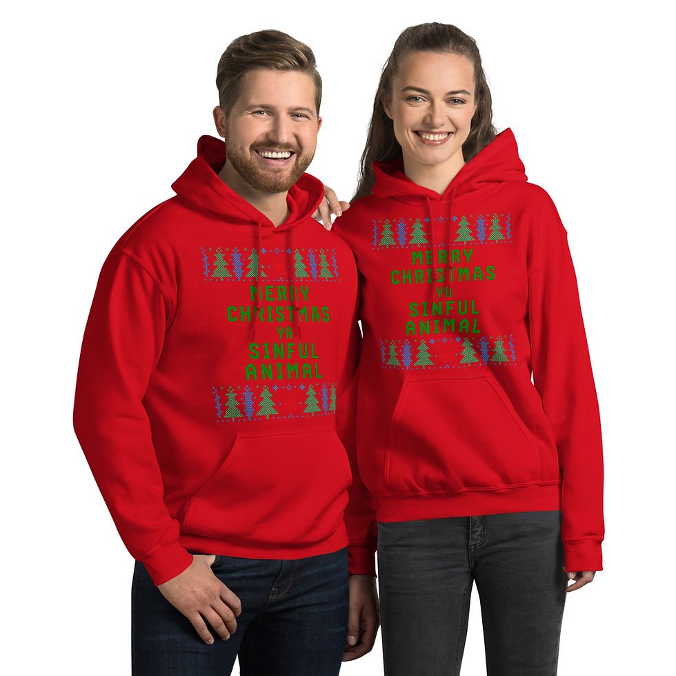 Thumbnail: Merry Christmas Ya Sinful Animal Hoodie | Funny Ugly Sweater Sweatshirt
