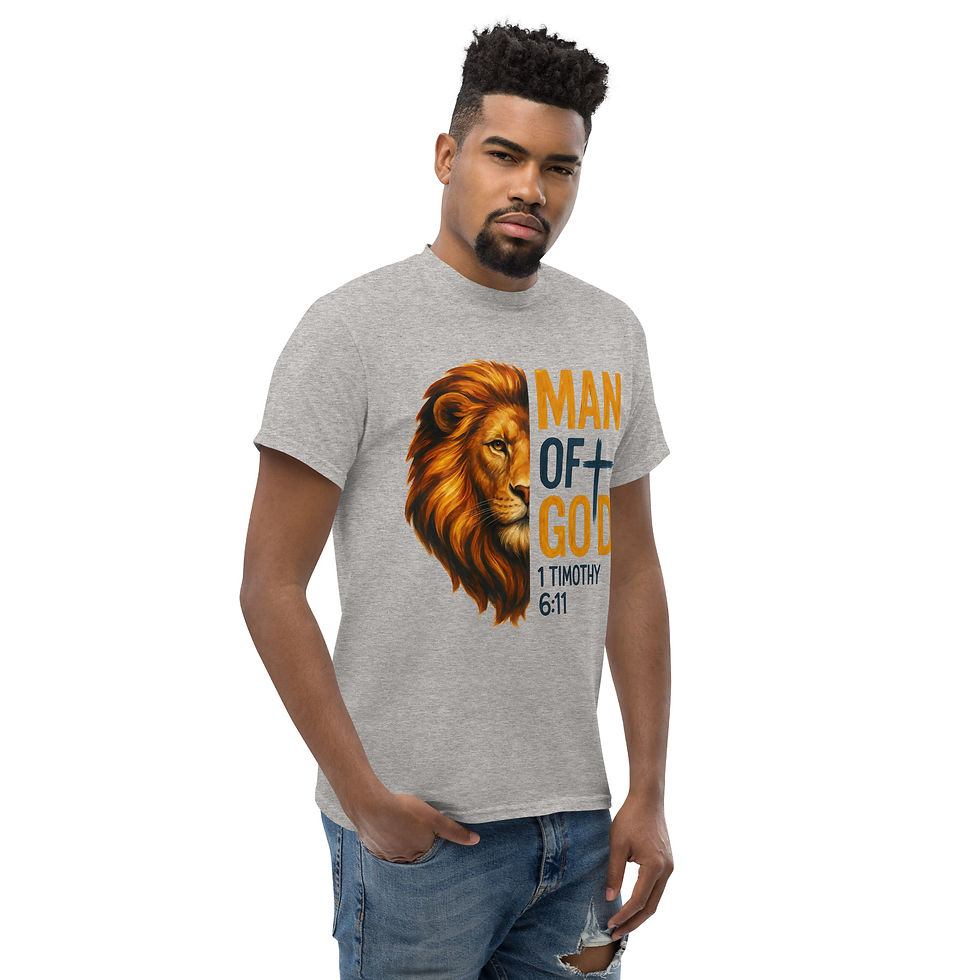 Thumbnail: Man of God Lion – 1 Timothy 6:11 (NET) — Unisex Adult Classic Tee
