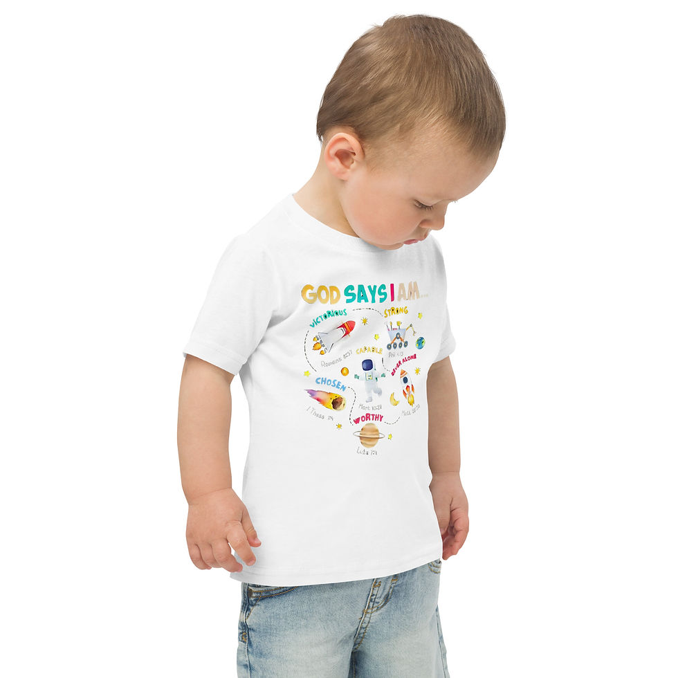 Thumbnail: God Says I Am — Space Theme Toddler Tee
