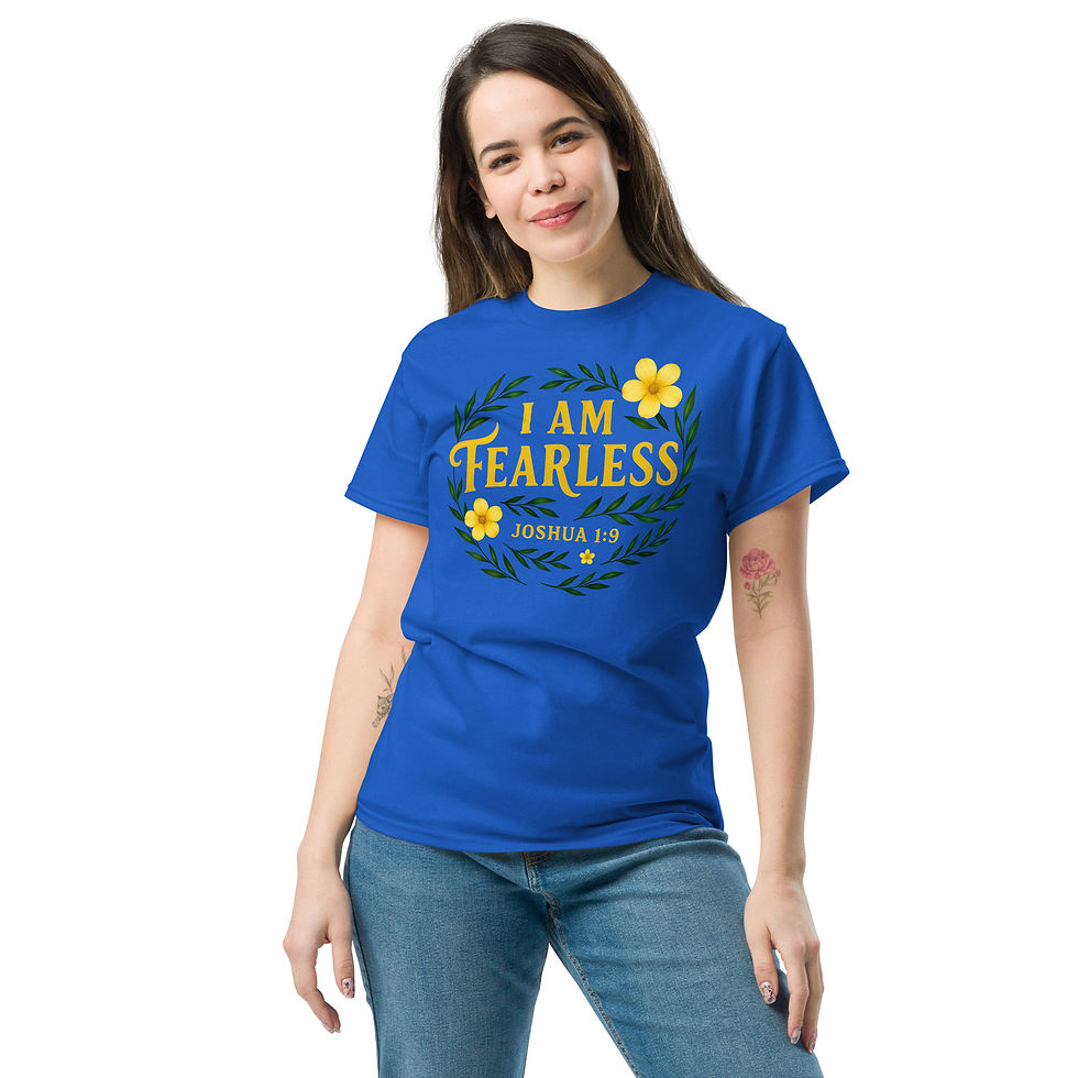 Thumbnail: I Am Fearless Joshua 1:9 Christian Floral Tee