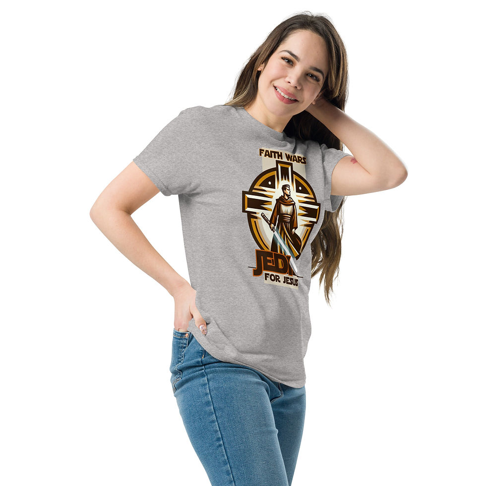 Thumbnail: Faith Wars “Jedi for Jesus” Christian Sci Fi Inspired Warrior Classic Tee