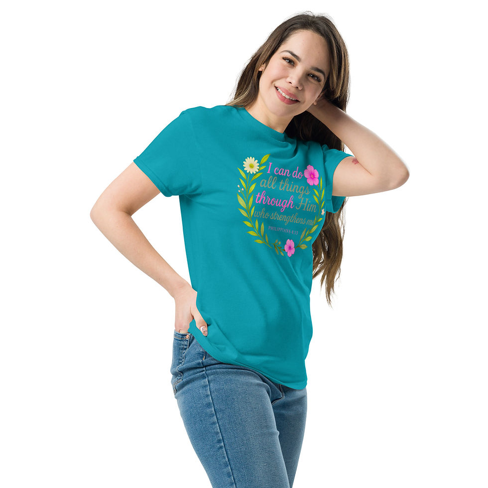 Thumbnail: “I Can Do All Things” Philippians 4:13 Floral Christian tee