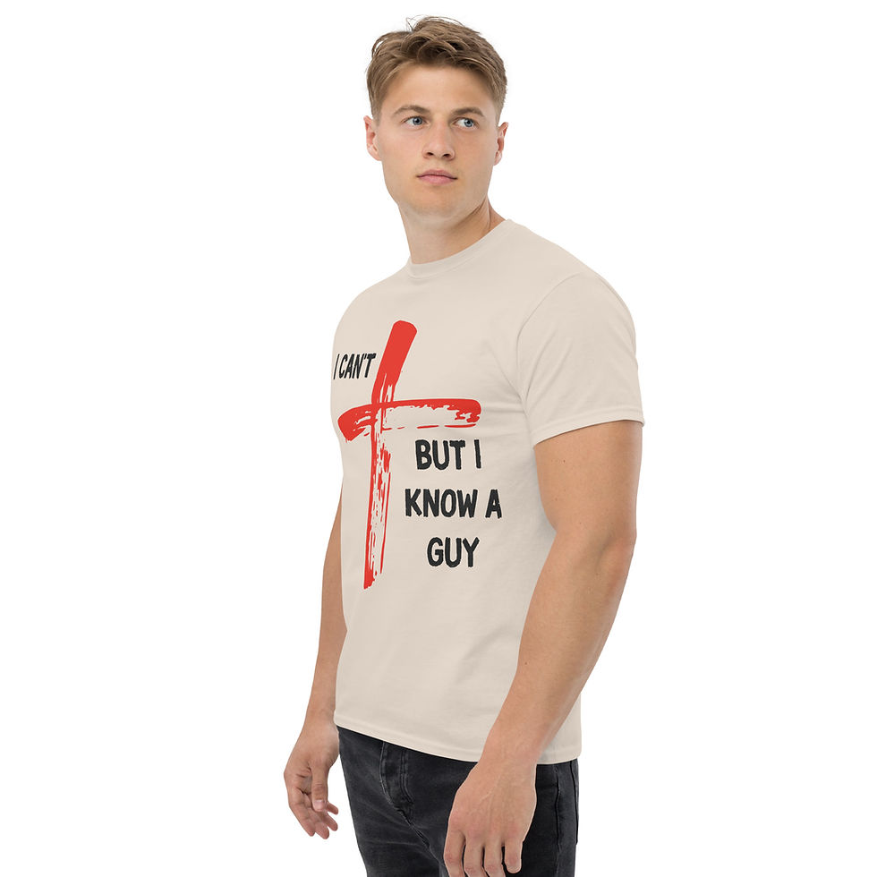 Thumbnail: I Can’t… But I Know a Guy — Christian Faith Tee Dark