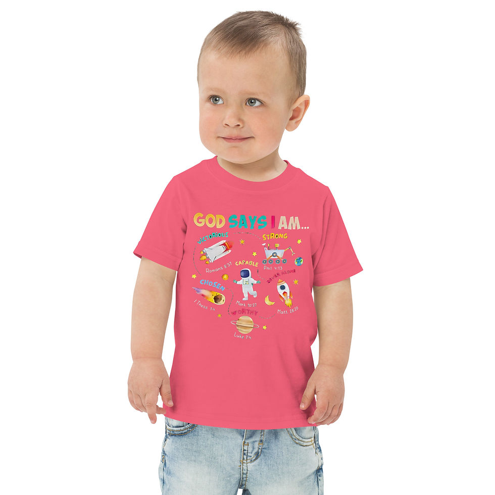 Thumbnail: God Says I Am — Space Theme Toddler Tee