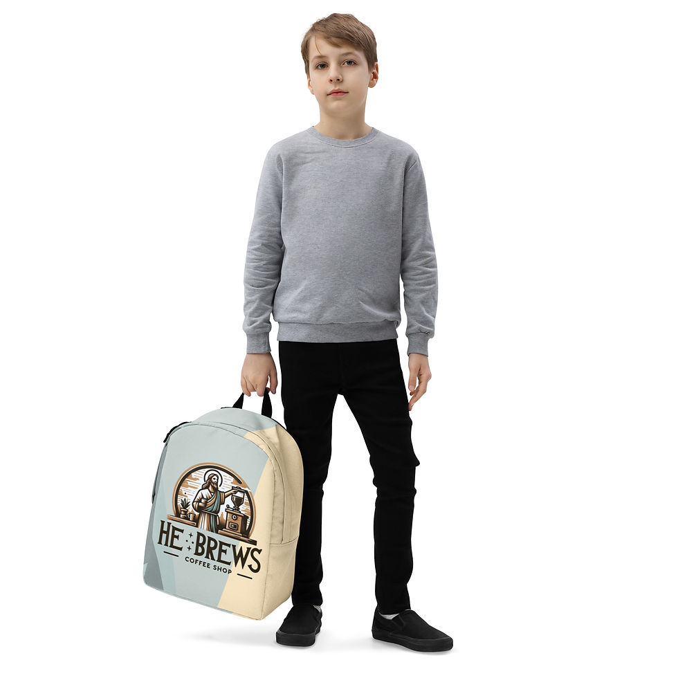 Thumbnail: He Brews Coffee Shop Design Backpack | Faith Driven Coffee Lover’s Everyday
