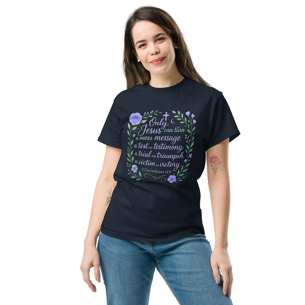 Thumbnail: Only Jesus 2 Corinthians 12:9 Christian Floral Tee