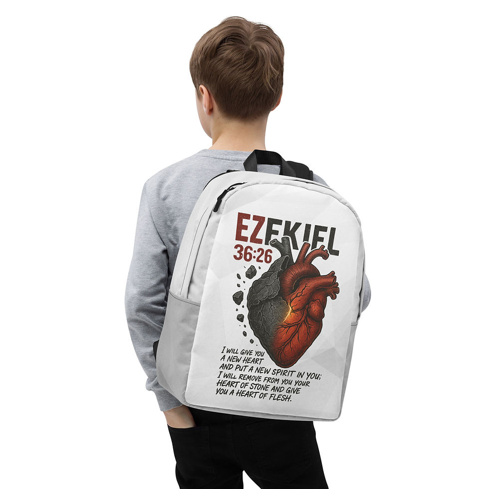Thumbnail: Ezekiel 36:26 Heart Design Backpack, Water Resistant Bag with Laptop Pocket