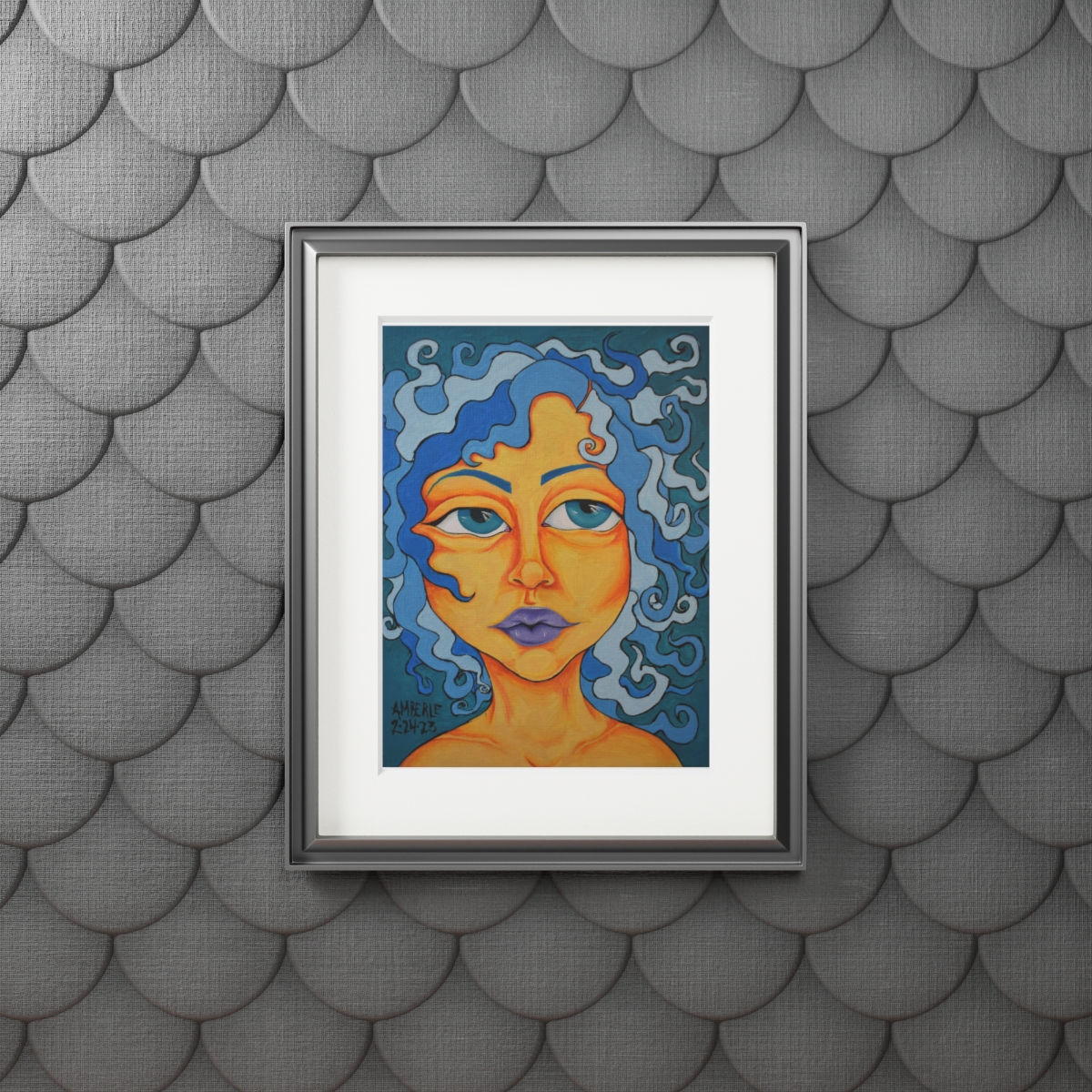 2d Hair Orange Face Lady by Amberle Madden Fine Art Print