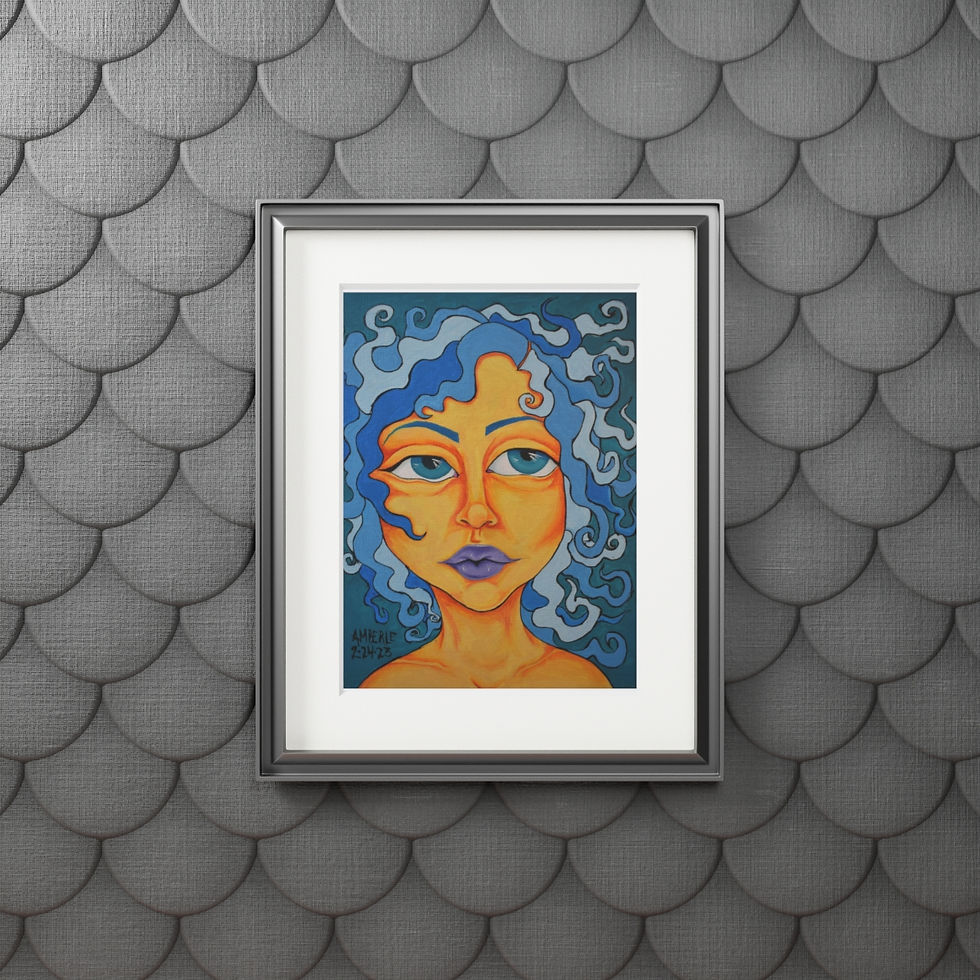 2d Hair Orange Face Lady by Amberle Madden Fine Art Print