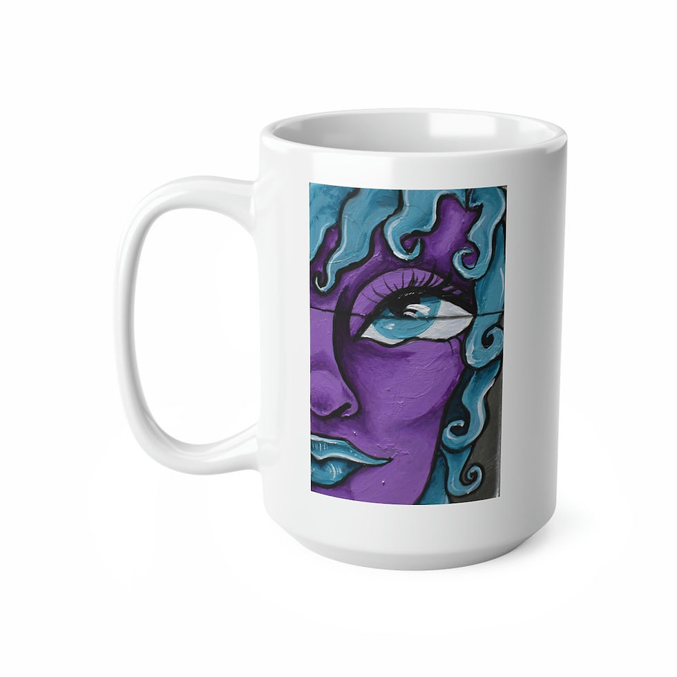 Purple Half Face on Ceramic Coffee Cups, 11oz, 15oz
