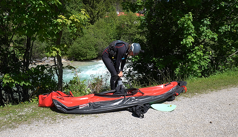 Komplette Neoprenmontur für eine Wildwassertour an der Oberen Isar