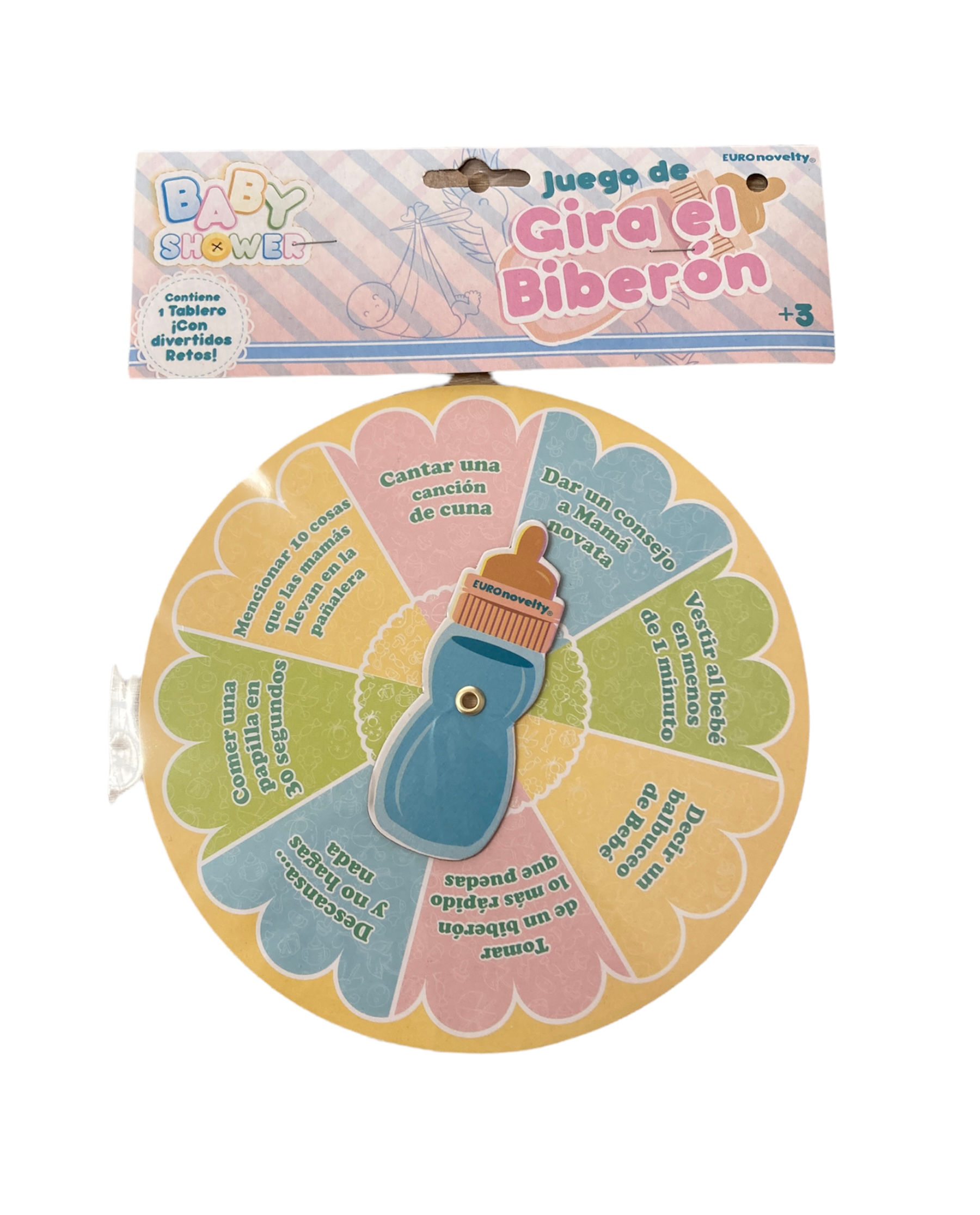 juego gira el biberón para baby shower