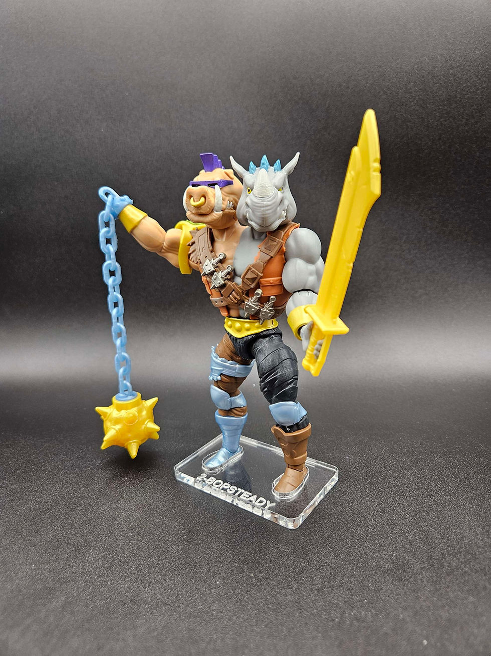 Thumbnail: 2-Bopsteady Turtles Of Grayskull MOTU Origins Acrylic Base 