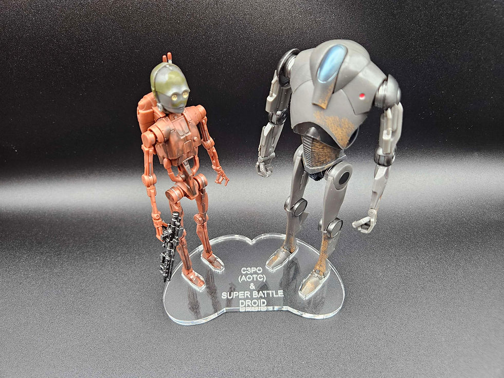 Miniature :  C-3PO B1 Battle Droid & Super Battle Droid (AOTC) 2 Pack 🔥Acrylic Dual Base 🔥