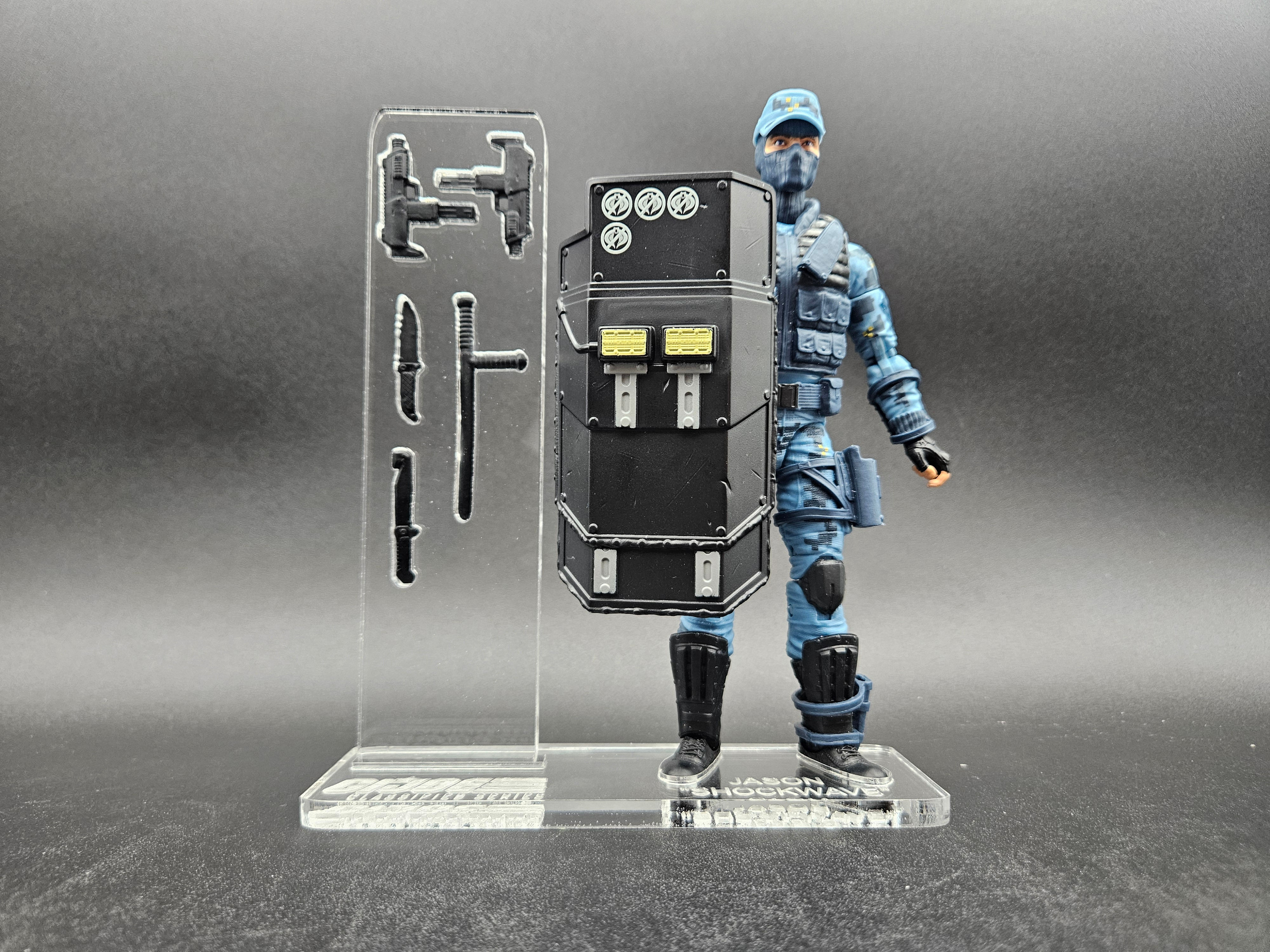 G.I. Joe Classified Shockwave Acrylic Base Set.